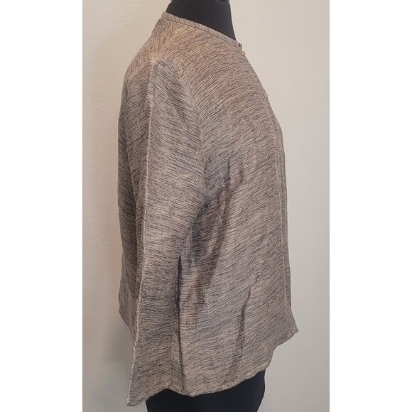 Eileen Fisher Breen Luxury Textured Linen Button Jacket Polished Minimalist Sm - Picture 3 of 8